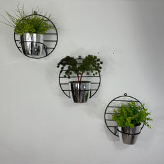 Trio de Pared Aguamarina con 3 Materos Plasticos Metalizados