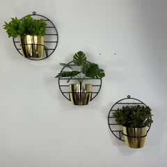 Trio de Pared Aguamarina con 3 Materos Plasticos Metalizados